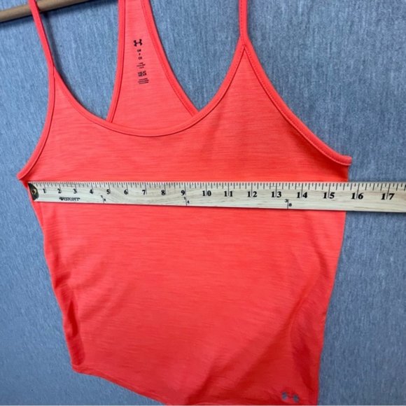 Under Armour Orange Heat Gear Tank Top Loose Fit Racer Back - Picture 7 of 10